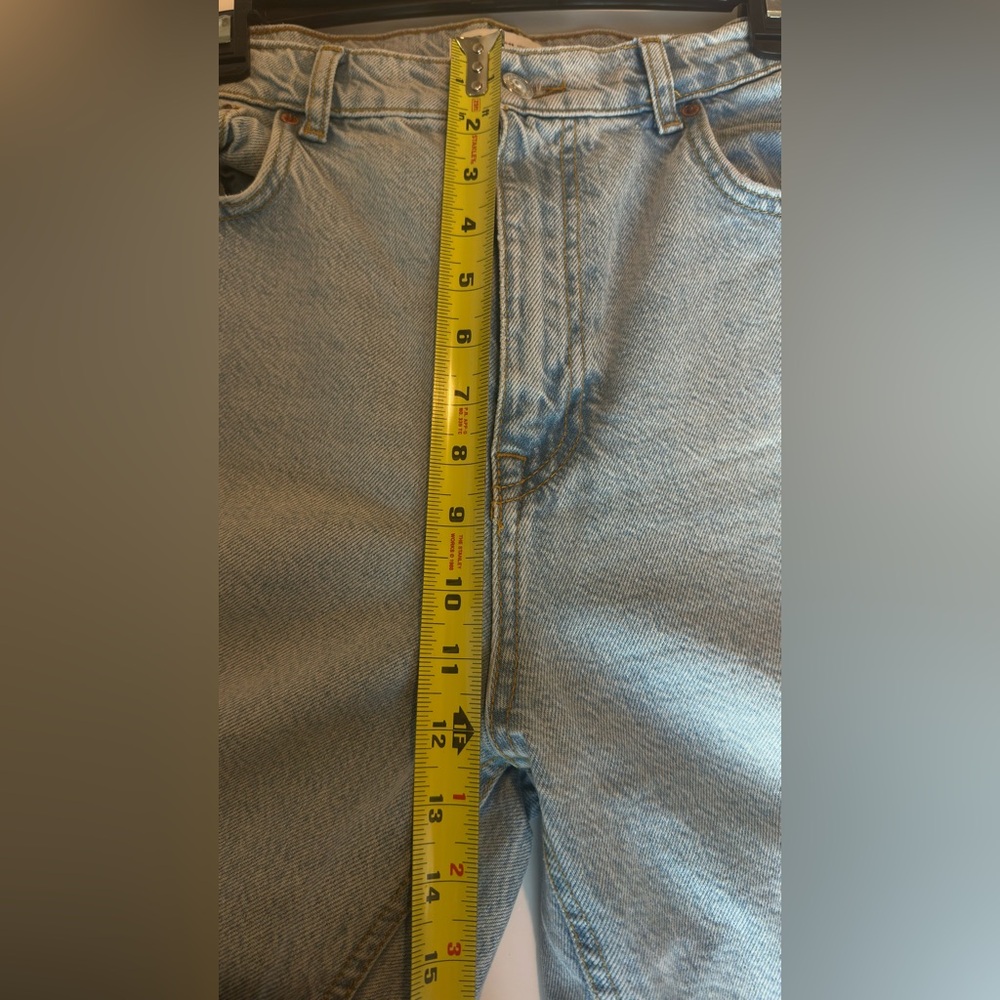 Zara The 90’s Full Length High Rise Raw Hem Frayed Blue Jeans Size 8 - Picture 5 of 7